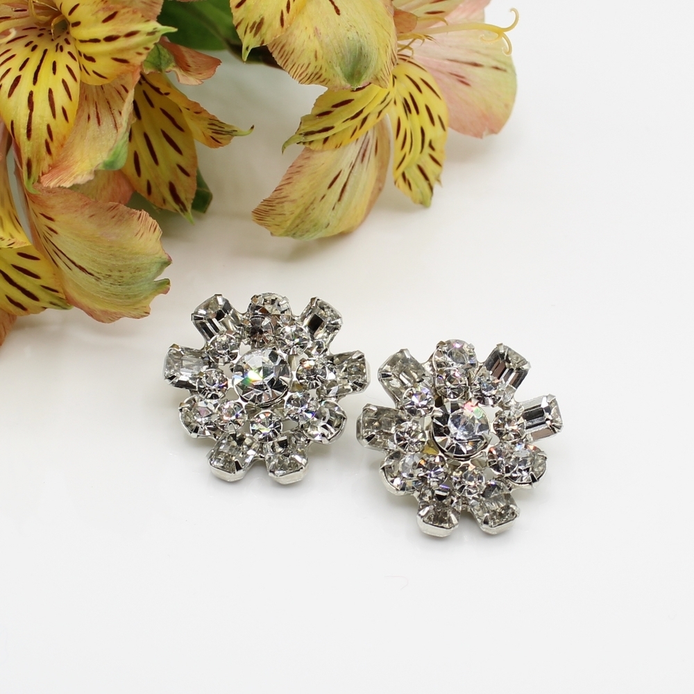 Vintage rhinestone clip earrings